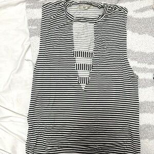 Black and white stripper shirt, stylish and fun with cutouts down the middle
